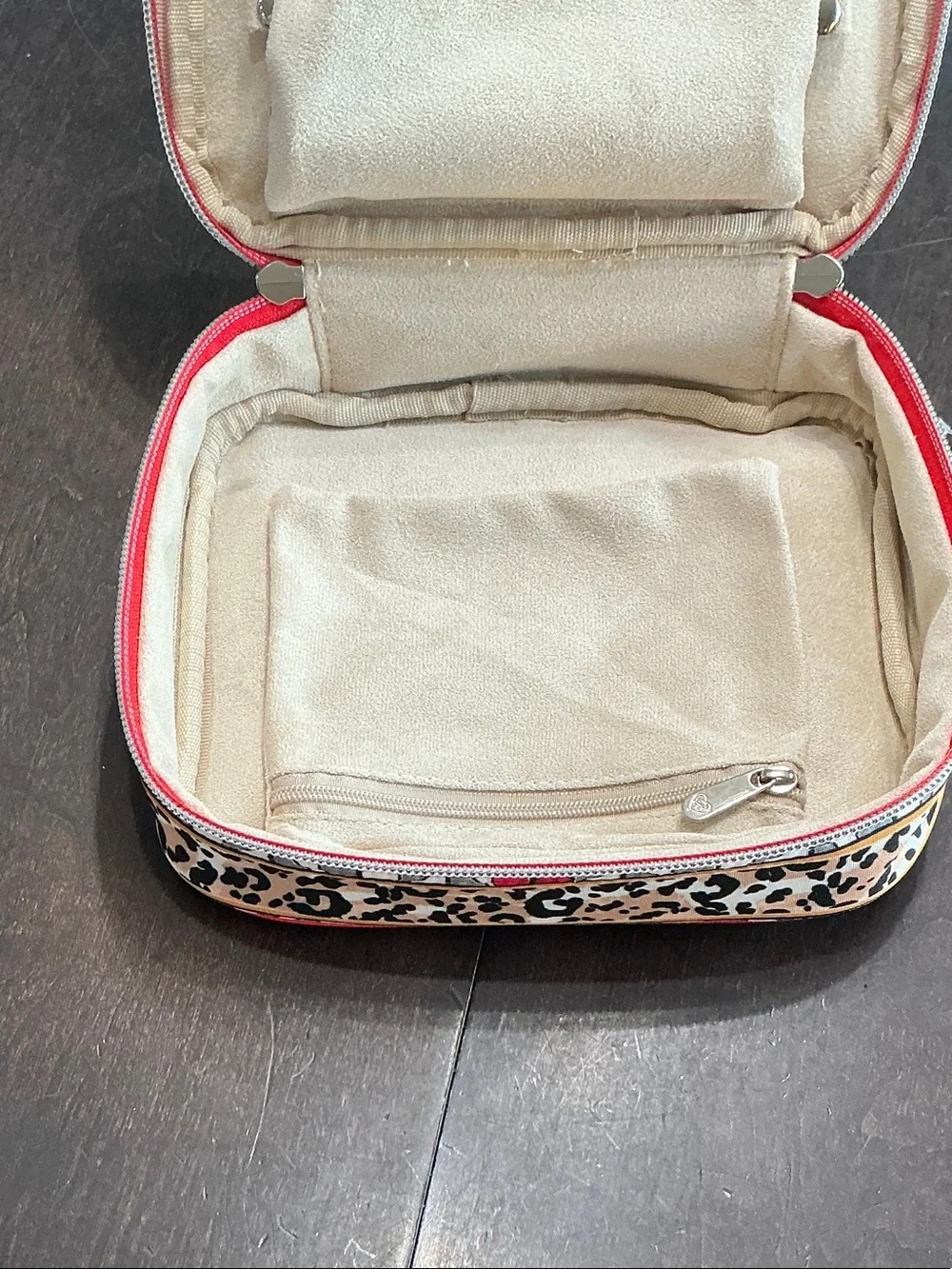 Brighton Leopard Bow Cosmetic Case - Red, Cream, Black - Brighton